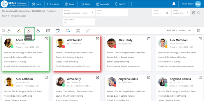 student attendance interface 